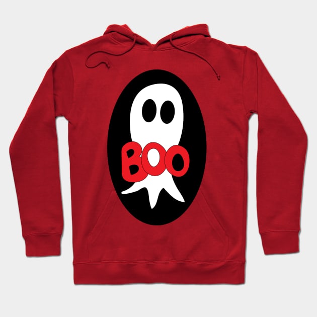 Cute Halloween ghost cartoon with BOO text Hoodie by Angel Dawn Design